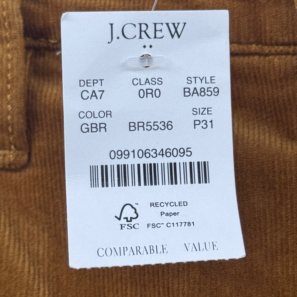 J. Crew Bronze Corduroy Pant Sz 3 petite NWT - Picture 2 of 6